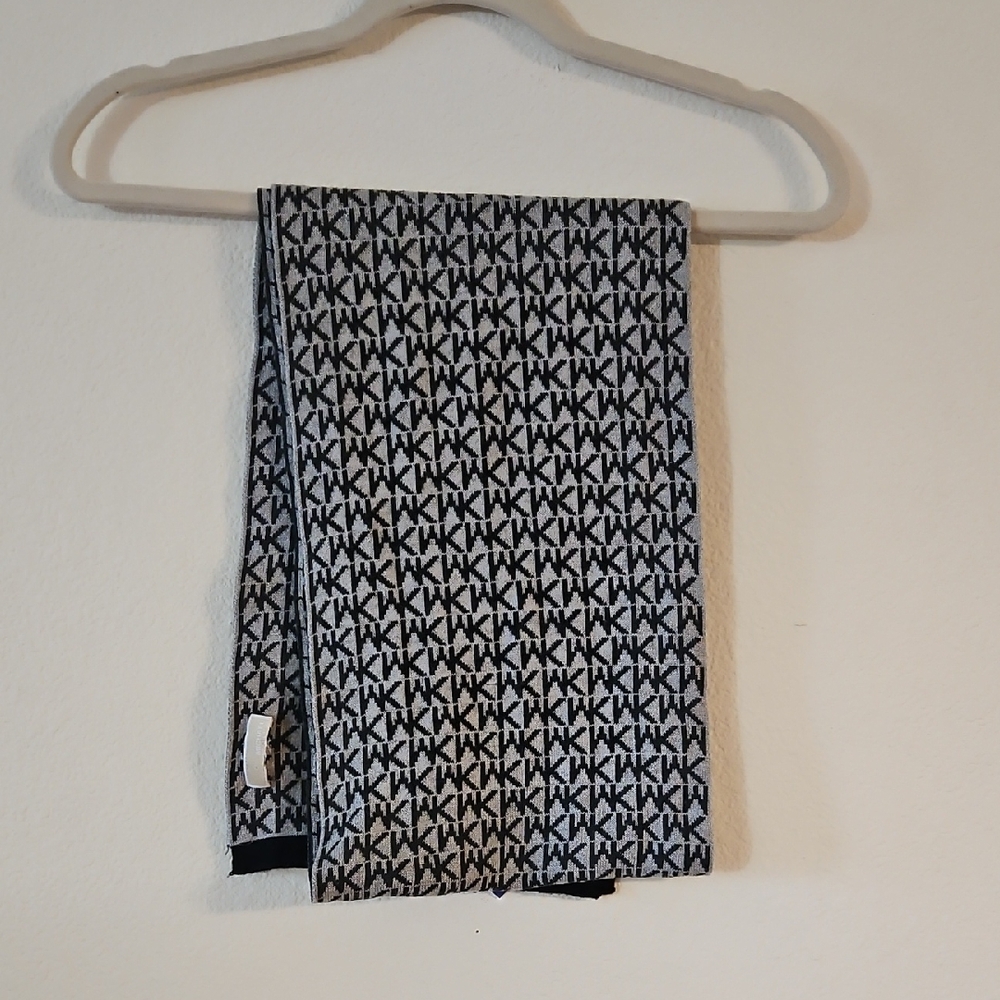 Michael Kors Black and Gray Logo Scarf